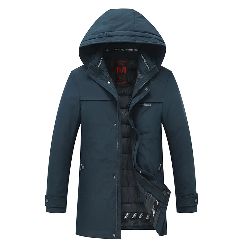 

padded cotton men's mid long winter new style living lining and detachable liner Parka down jacket casual men's coat