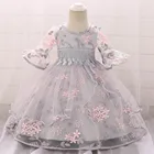 Летнее платье для новорожденных девочек на 1-й день рождения, кружевное платье принцессы с цветочным рисунком для маленьких подружек невесты, детские платья