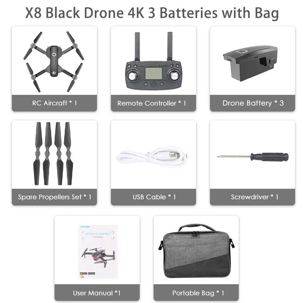 CSJ X8 5G Wifi FPV gps Радиоуправляемый Дрон с камерой 4K HD с камерой в виде точки полета видео 1000 м бесщеточный Радиоуправляемый квадрокоптер с портативной сумкой - Цвет: 3 Batteries