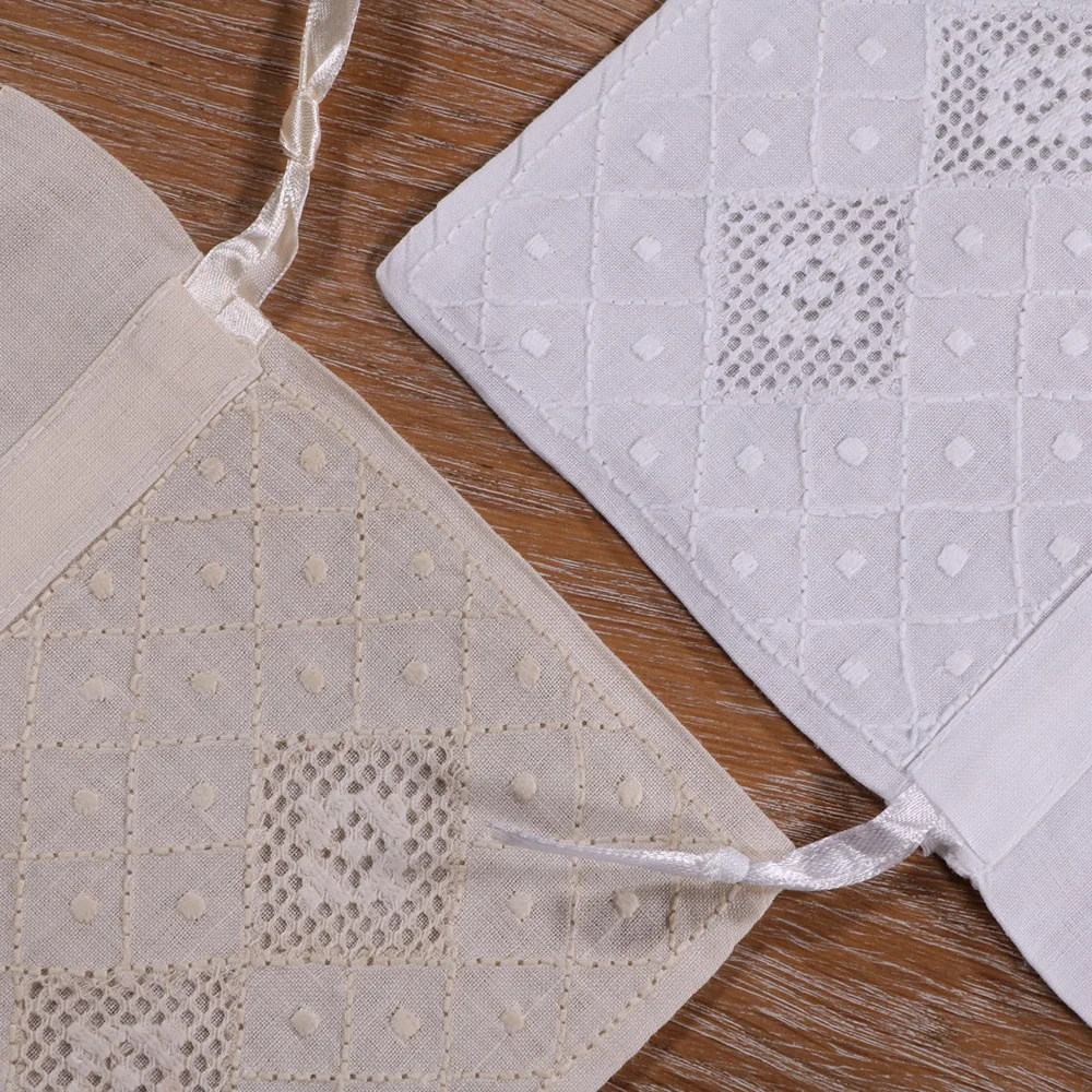 B021 : 1 шт. бежевый/белый рами хлопок ручная вышивка сумка для хранения подарочные