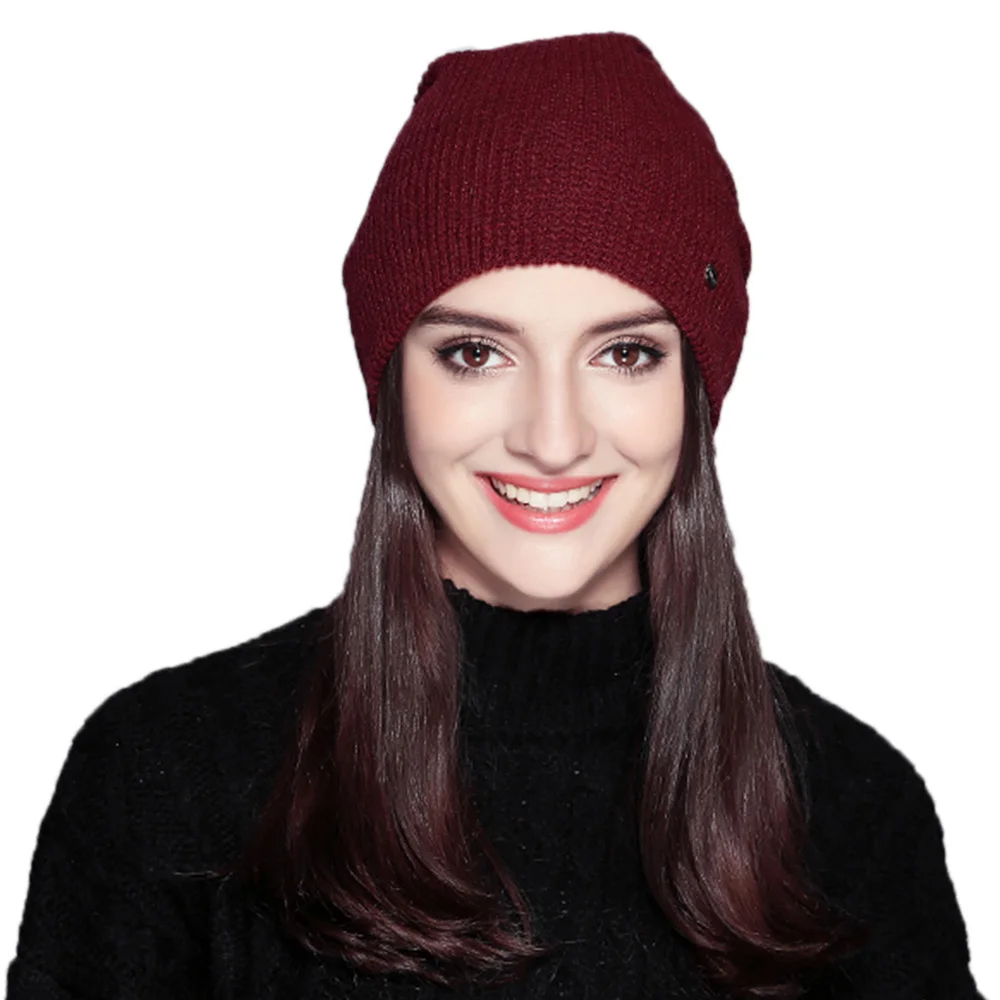 wine red 1 шт. горячая Распродажа, модная женская и мужская пятиконечная звезда, теплая трикотажная шапка с черепами в стиле хип-хоп, вязаная шапка, вязаная крючком шапка с манжетой, популярная вязаная шапка - Цвет: wine red
