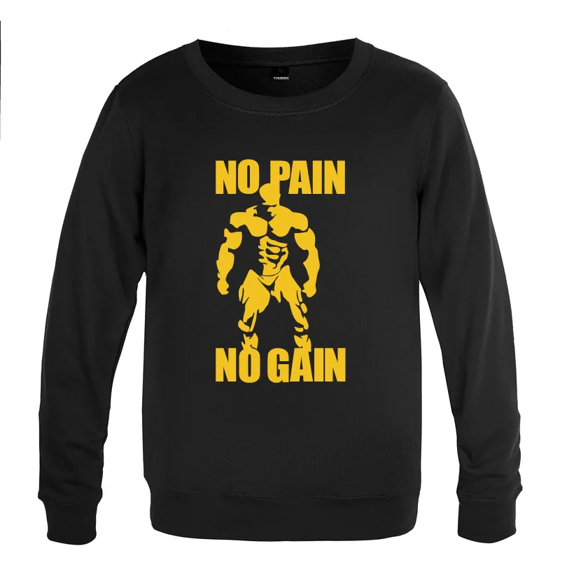 

No Pain No Gain Bodybuilding Sweatshirt Men Spring Autumn Long Sleeve O-Neck Pullover Casual Man Fitness Hoody Train Clothes