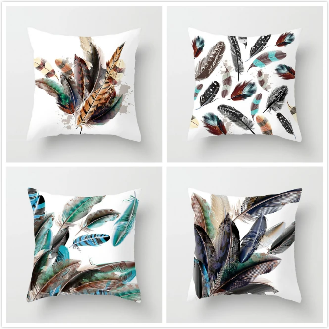 Декоративная наволочка Fuwatacchi с разноцветными перьями 2019 | Дом и сад