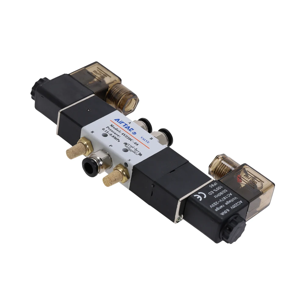 AIRTAC Пневматический электромагнитный клапан 5 Way 3 позиции 1/4 &quot4V230C 08 DC12V DC24V AC110V AC220V