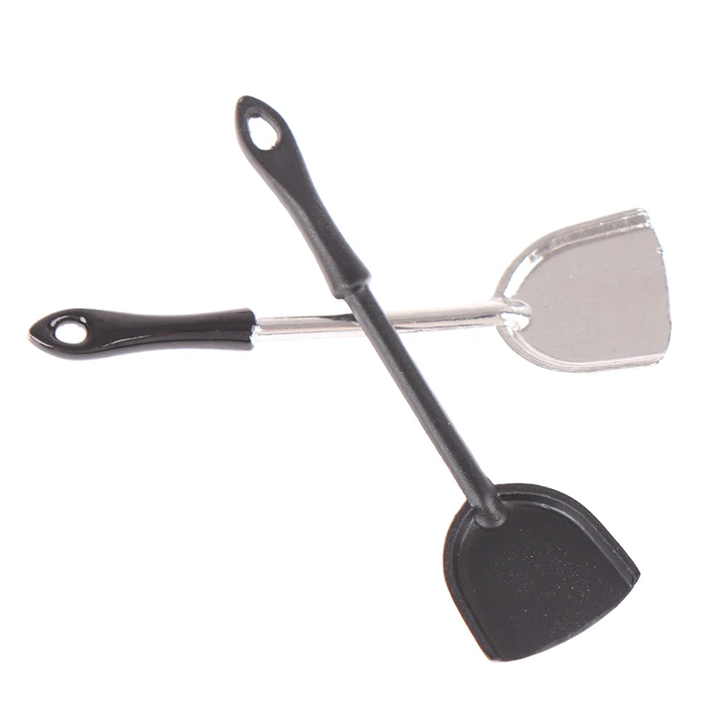 2 шт. 1/12 Миниатюрные аксессуары для кукольного домика металлическая мини-ложка