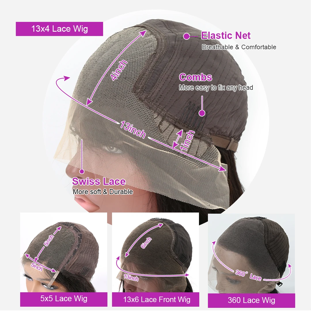 Парик женский прямой из человеческих волос 13 х6 Дюймов 30/40 дюймов 4 х4 | Шиньоны и