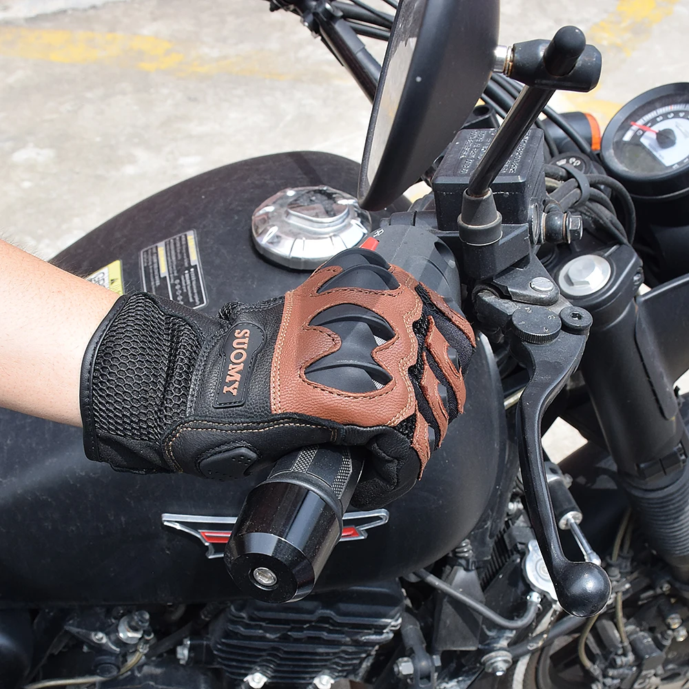 

2021 Suomy Motorcycle Gloves Men Goat Leather Touch Screen Breathable Hard Knuckle Moto Riding Protective Gear Motocross Gloves
