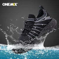 onemix 2022 new black running shoes for men waterproof breathable training sneakers male outdoor anti slip trekking sports shoes