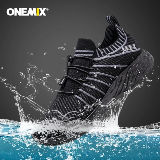 ONEMIX Black Running Shoes for Men Waterproof Breathable 1