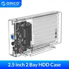 ORICO 2 Bay 2,5 ''HDD чехол SATA к USB 3,0 прозрачный жесткий диск корпус Поддержка UASP для 7-9,5 мм HDD SSD с 5В адаптером