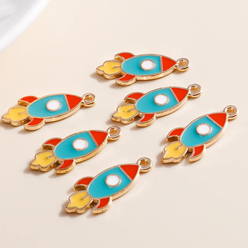 10pcs 11*25mm Cartoon Aviation Rocket Charms for Jewelry Making Enamel DIY Earrings Pendants Bracelets Accessories - купить по