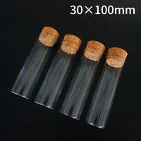 12pcslot 30x100mm 50ml flat bottom glass test tube with cork stopper diameter 30mm length 100mm