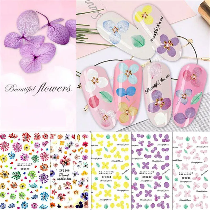 FlorVida 1 шт. сушеные цветы переводная наклейка s для ногтей дизайна Маникюрные