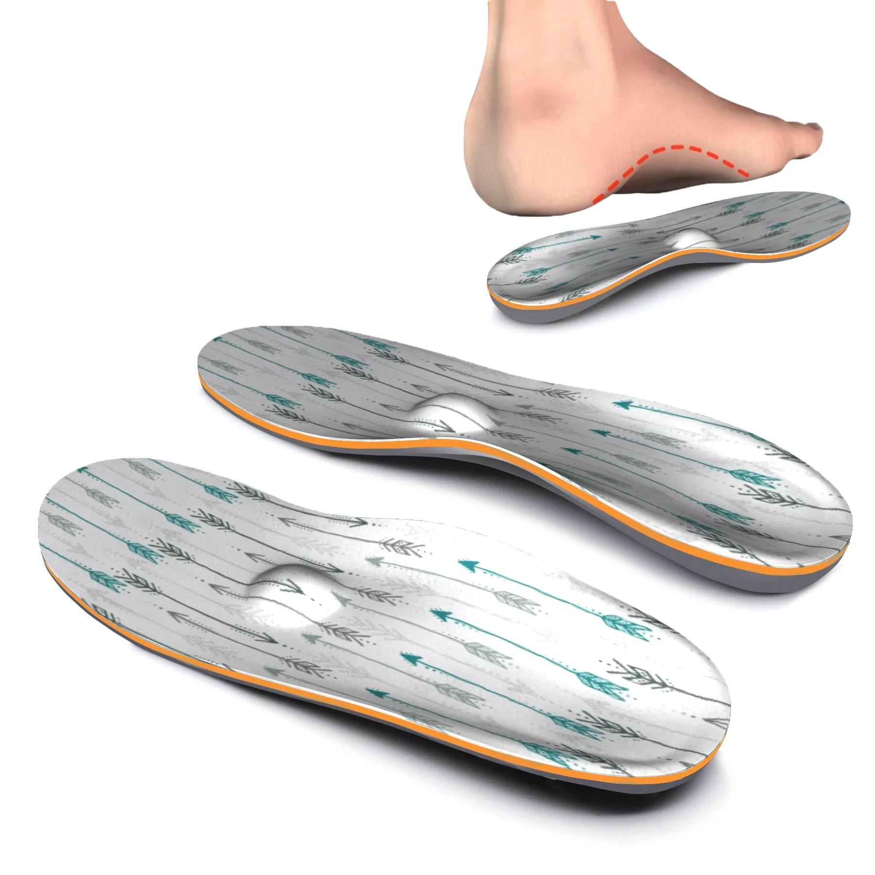 Diseño de flechas ortopédicos de zapato, plantilla ortopédica de plantillas aliviar dolor en el talón para los hombres y las mujeres de espuma de memoria plantillas ortopédicas