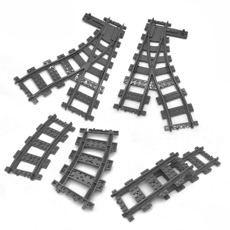 

Small particle technology building block MOC accessories railway track left and right bifurcation 53407 / 53404 / 53400 / 53401