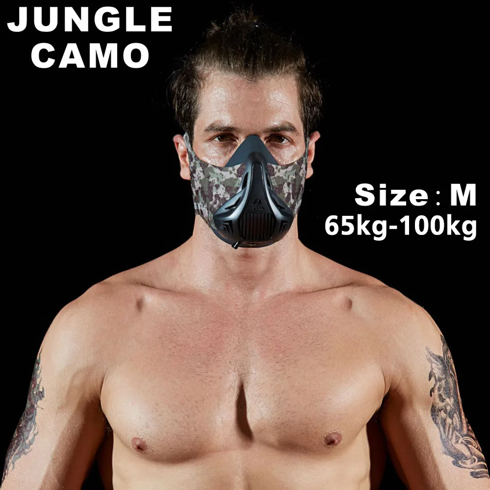 jungle camo M FDBRO Спортивная маска для бега, тренировочная маска для фитнеса, тренажерного зала, тренировок, велоспорта, высокой высоты, тренировочная маска, 3,0 - Цвет: jungle camo M