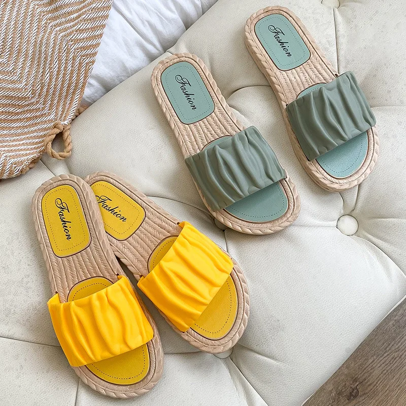 

Women Slippers Flat Bottom Korean Style Slide Shoes