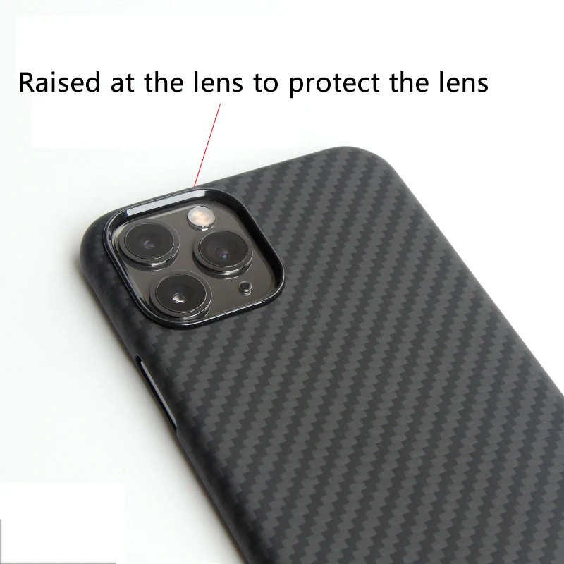Kevlar real pure carbon fiber phone case for iphone 11 pro max Ultra-thin Anti-fall hard business cover case 11 X 7 8 plus shell - Цвет: Lens protection