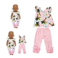 fit 18 inch 43cm born new baby doll clothes accessories peach shirt pink pants suit for baby birthday gift