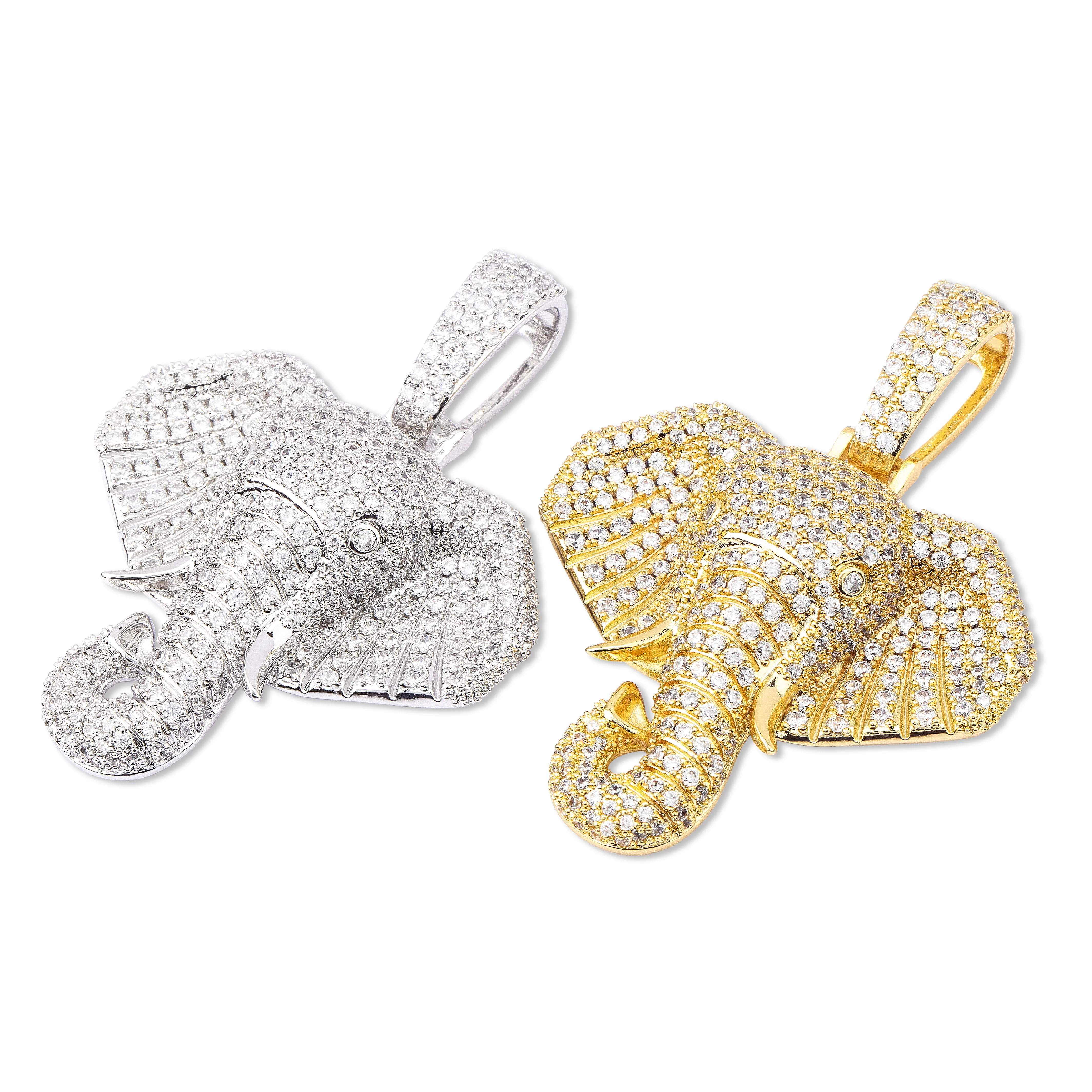 GUCY льдом кубический циркон Bling с рисунками животных С Рисунком Слона Ожерелья &amp