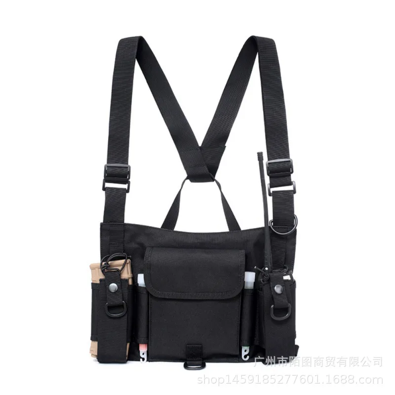 

Nylon Tactical Vest Military Outdoor Radio Harness Walkie-talkie Hand Vest Chest Rig Pack Pouch Rescue Security Duty Chest Bag