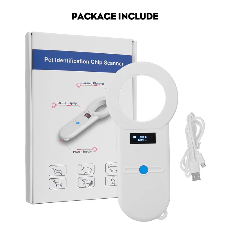 OLED Display Pet Scanner ISO11784/5 Animal ID Reader Chip Transponder USB RFID Handheld Microchip For Dog Cats Horse |