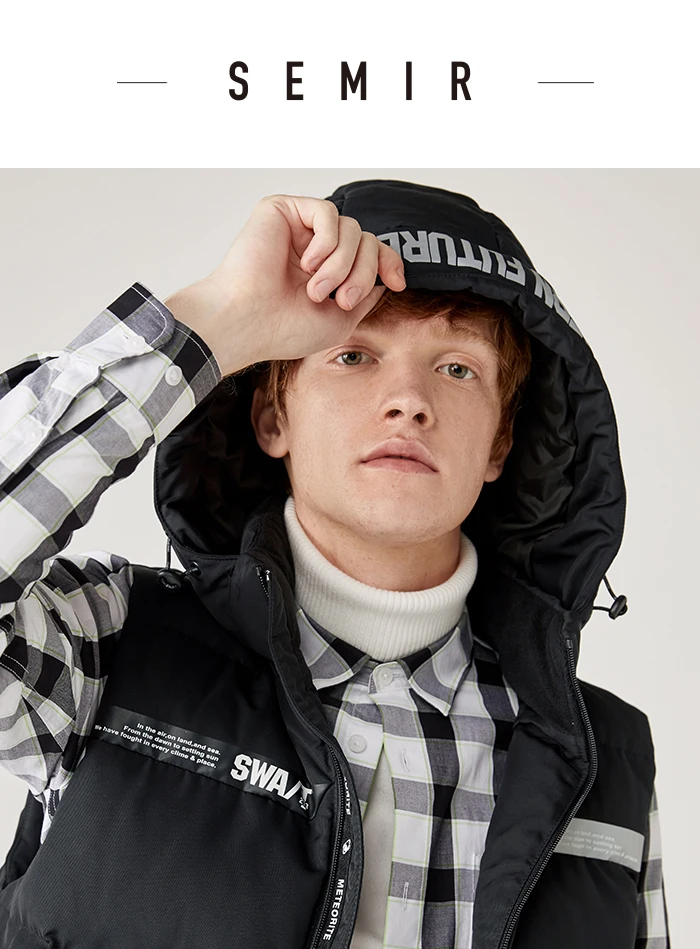 Semir, хлопковый жилет, мужской, Молодежный, хит, цветной, с буквенным принтом, с капюшоном, мужской жилет, теплый, короткий, параграф, тренд, без рукавов, жилет