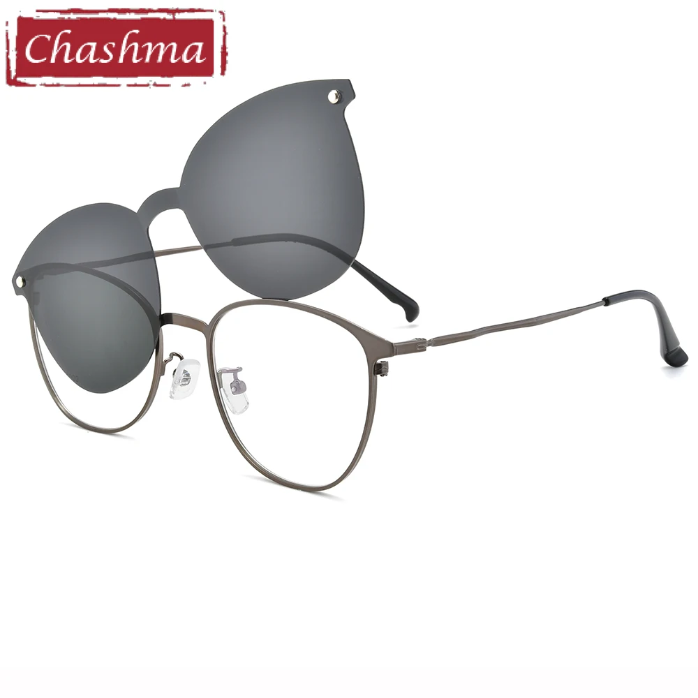 Мужские солнцезащитные очки в круглой оправе с магнитной застежкой