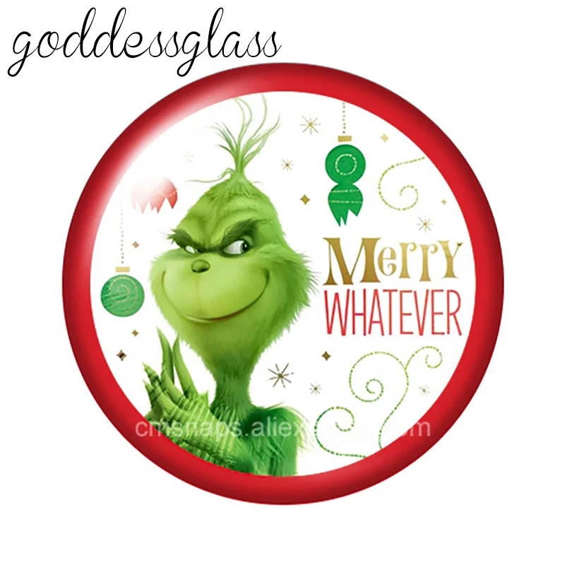 New Christmas Grinch Cute 10pcs Round photo 12mm/18mm snap buttons for necklace DIY findings jewelry | Украшения и аксессуары