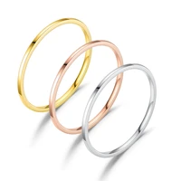 1mm titanium stainless steel ring anti allergy smooth simple blackgoldsilver color wedding couples rings for men women gift