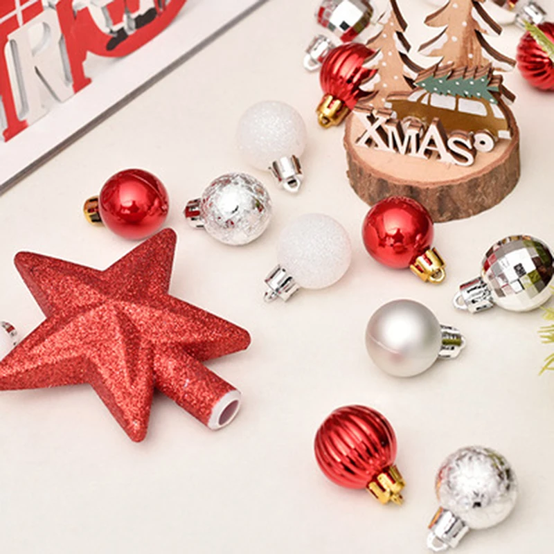 

30Pcs Christmas Ornaments Christmas Ball Tree Top Star Gift Box Set Christmas Tree Pendant