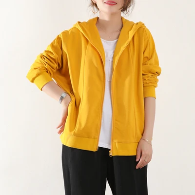 

Women's spring sports and leisure loose all-match short jacket knitted short hooded cardigan