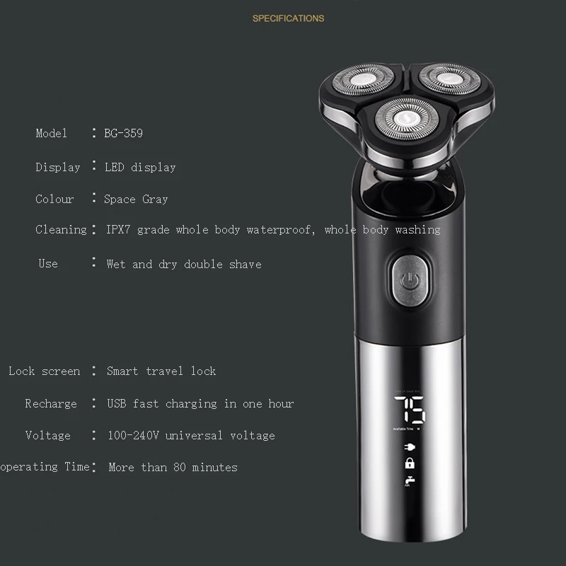

3 in1 multifunction Pro wet dry use electric shaver beard trimmer rechargeable razor for men shaving machine facial grooming set
