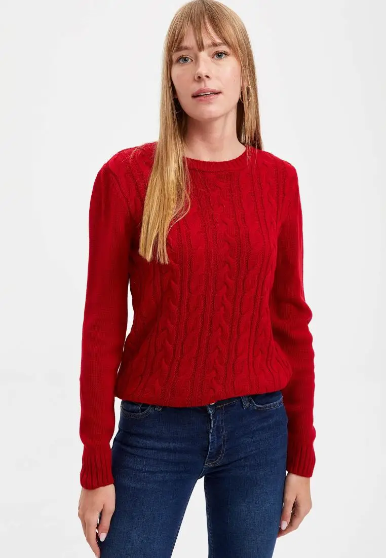 Defacto Winter Woman Tricot Patterned Knitwear Sweater Jumper Pullover Warm Casual Fashion New Season-L1567AZ20WN | Женская одежда