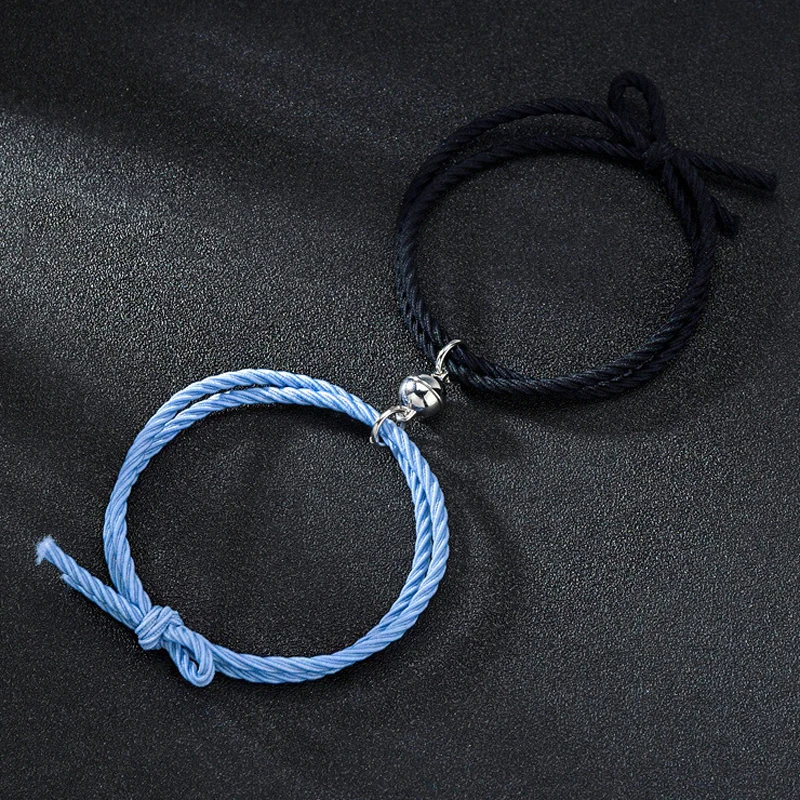 

2pcs/set Handmade Woven Black Rope Bracelet Women Thread Distance Magnetic Bracelet Friendship Couple Jewelry Dropshipping