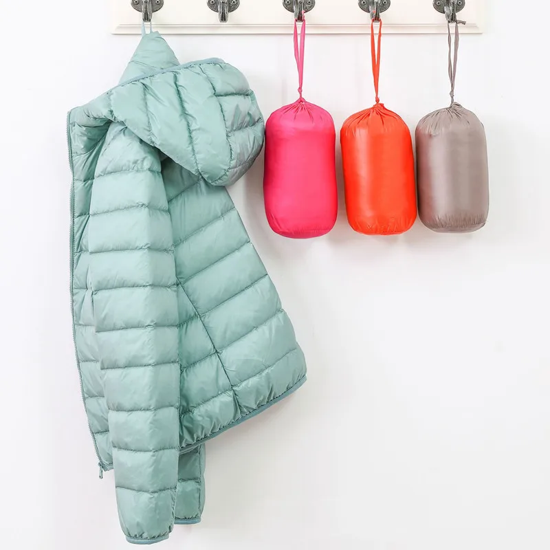 

M-6XL Winter Women Ultra Light Down Jacket 2021 White Duck Down Hooded Jacket Slim Short Warm Coat Parka Female Portable Outwear