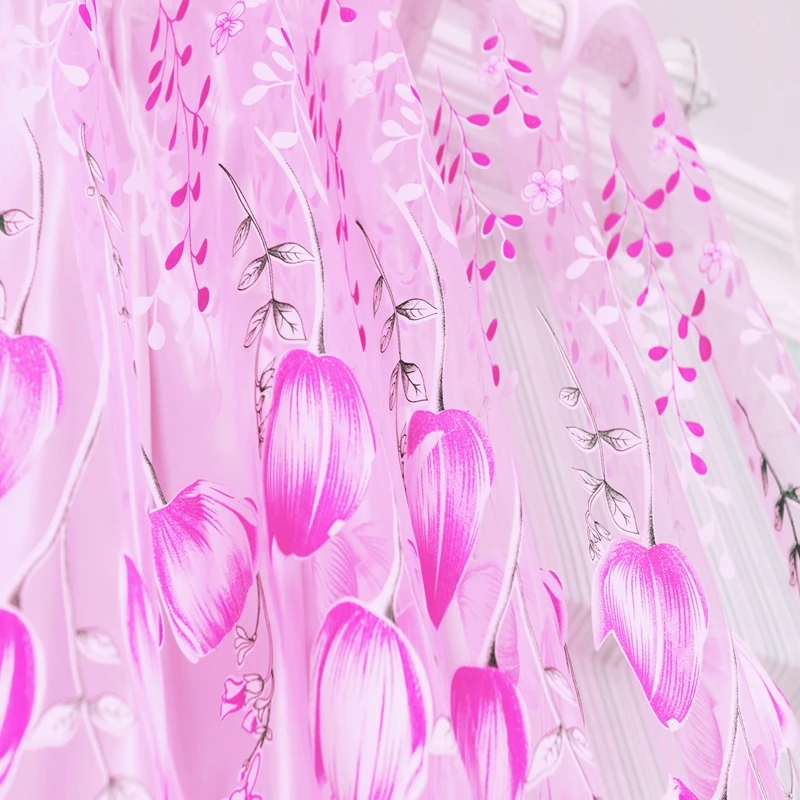 

200*100 CM Modern Tulle Curtains Purple Curtains Children Bedroom Door Short Kitchen Window Curtains Kids Drape Window Shades