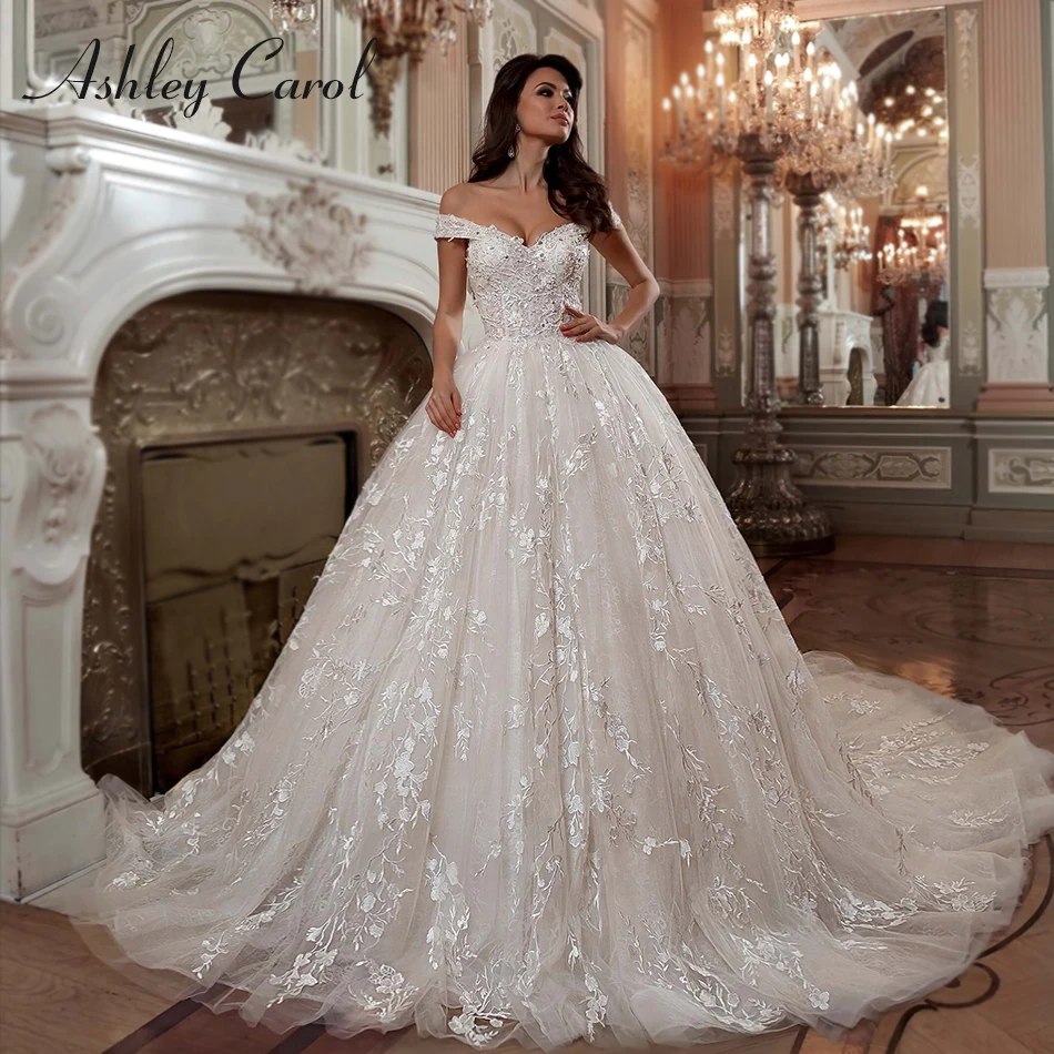 

Ashley Carol Ball Gown Wedding Dress 2022 Romantic Sweetheart Appliques Lace Up Cap Sleeve Princess vestidos de novia