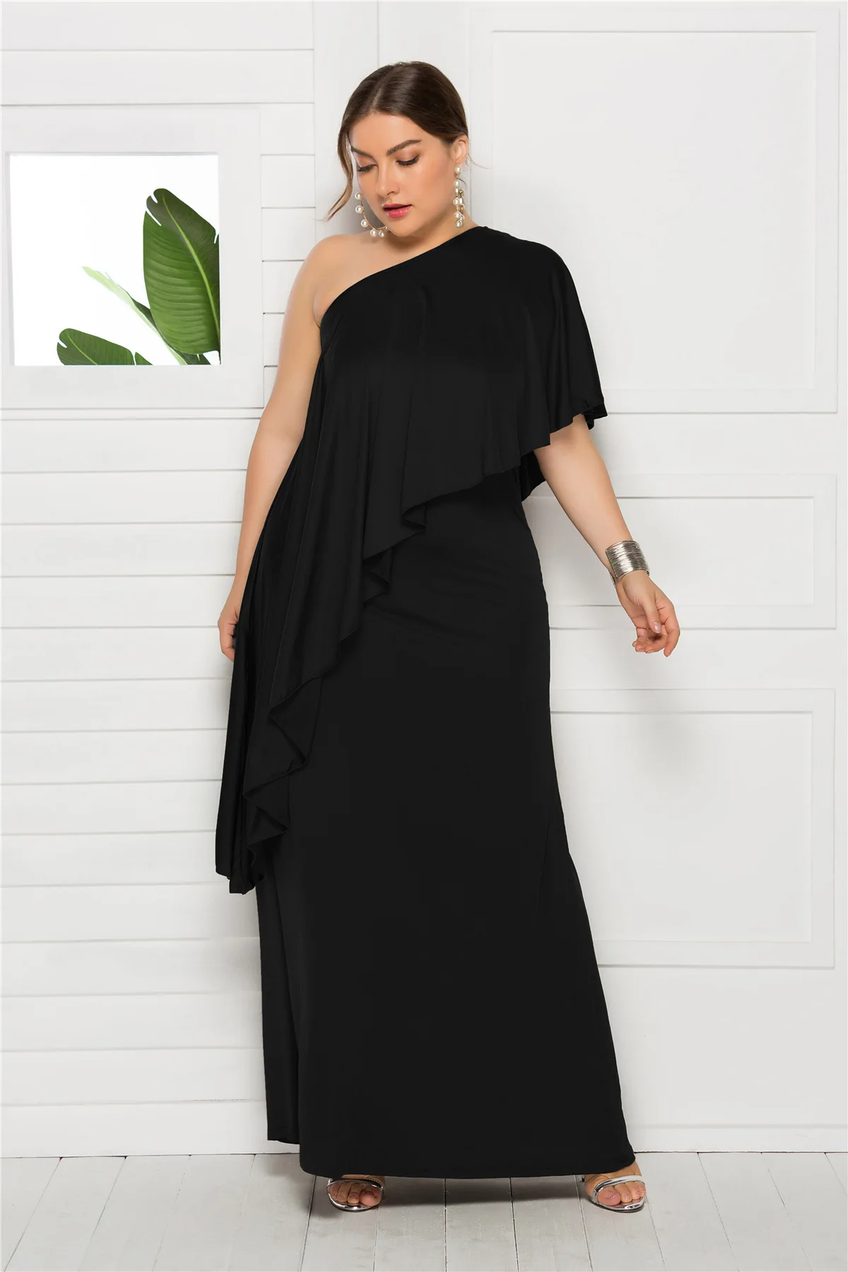 Размера плюс Вечерние платья Длинные элегантные блестящие Русалка с v-образным