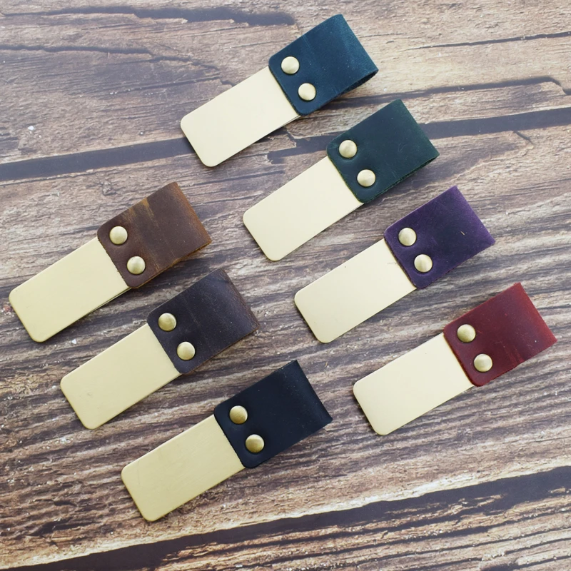Многофункциональные Ретро латунные металлические зажимы закладки с кожаным