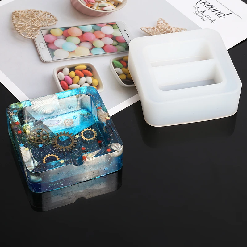 Прозрачные силиконовые формы круглые/квадратный пепельница плесень DIY