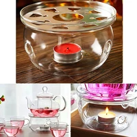 new clear glass heat resisting round teapot warmer heater base candle holder xobw