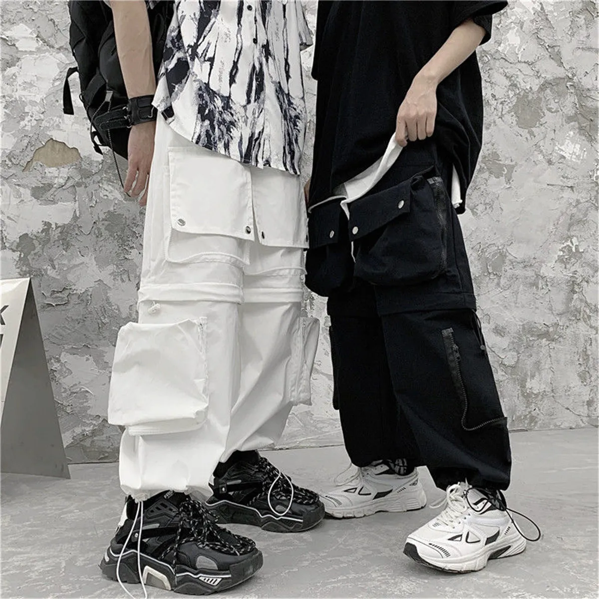 

Серые корейские брюки-карго, подростковые осенние мужские свободные спортивные брюки, уличные брюки в стиле хип-хоп, японские забавные штан...