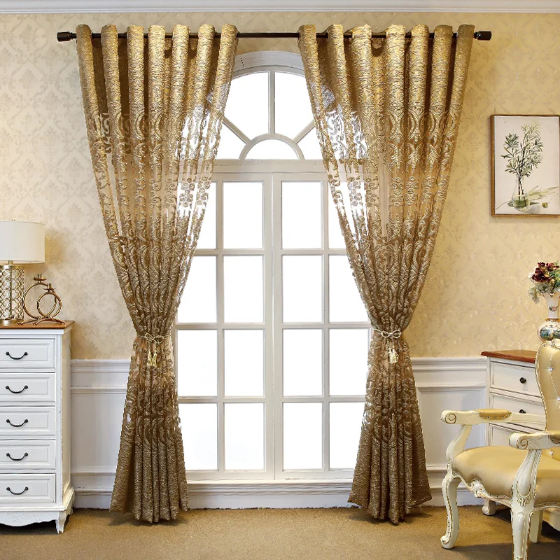 European Luxury Embroidered Hollow Curtain for Living Room Elgent Fabric Bedroom French Windows Full Top | Дом и сад