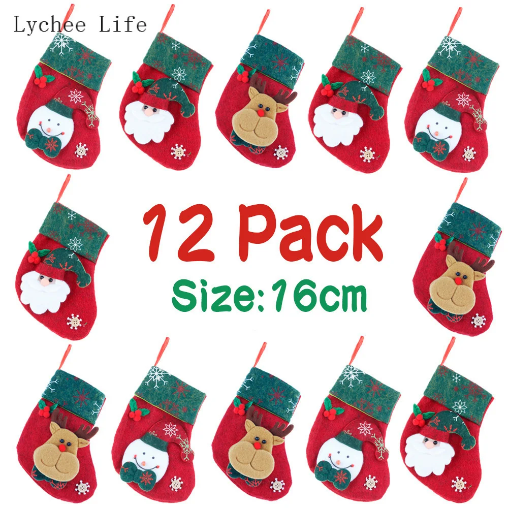 

Lychee Life 12 шт. строительные подвесные украшения, новогодние носки, Рождественская елка, домашние украшения