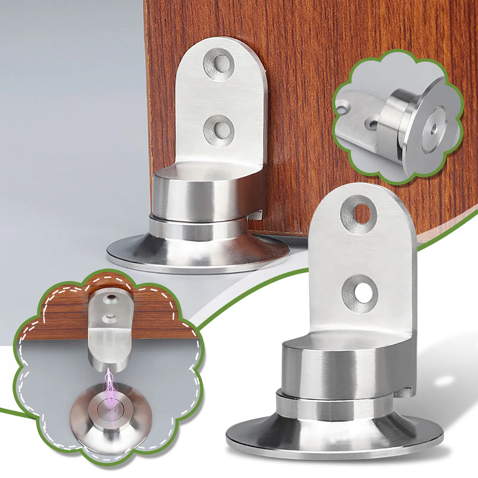 

Punch-free 304 Stainless Steel Strong Magnetic Invisible Suction Wooden Door Stop Small Strength And Durability Stainless Steel