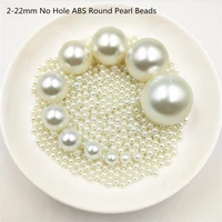 2 22mm no hole ivory round acrylic abs imitation pearl bead charm loose beads for jewelry making craft necklace earring headwear