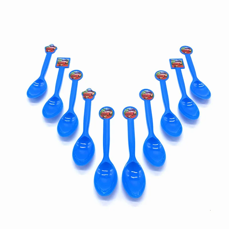 Spoons-10pcs Из мультфильма, популярная яркая детская одежда с рисунком персонажей disney автомобили тема ребенок День рождения украшения набор принадлежности для тематической вечеринки Семья вечерние Baby Shower вечерние поставки - Цвет: Spoons-10pcs