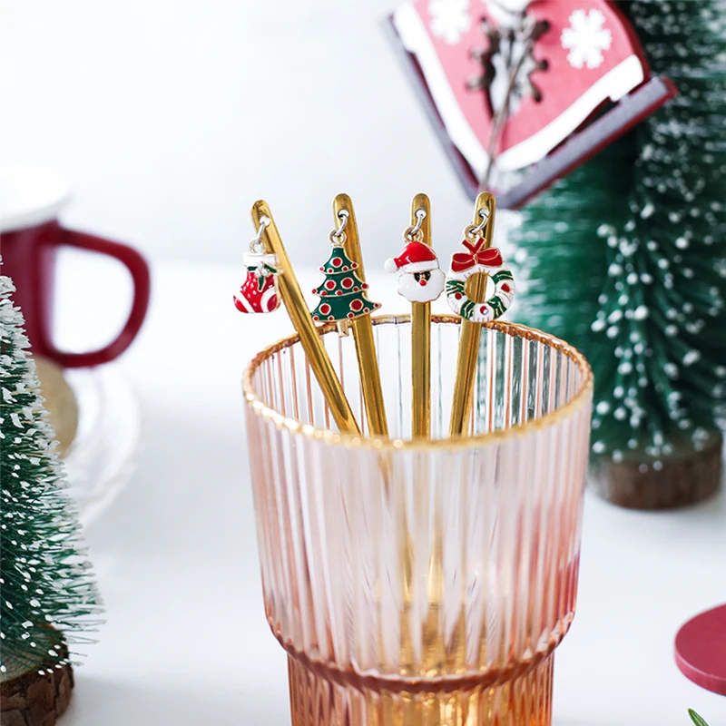 6 шт. Набор новогодних и рождественских ложек серебряная Санта Клаус снеговик