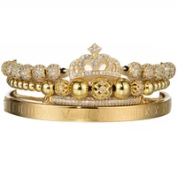luxury set bracelet roman royal charm pave cz zircon crown handmade women weaving adjust bracelet for girl gift dropshipping